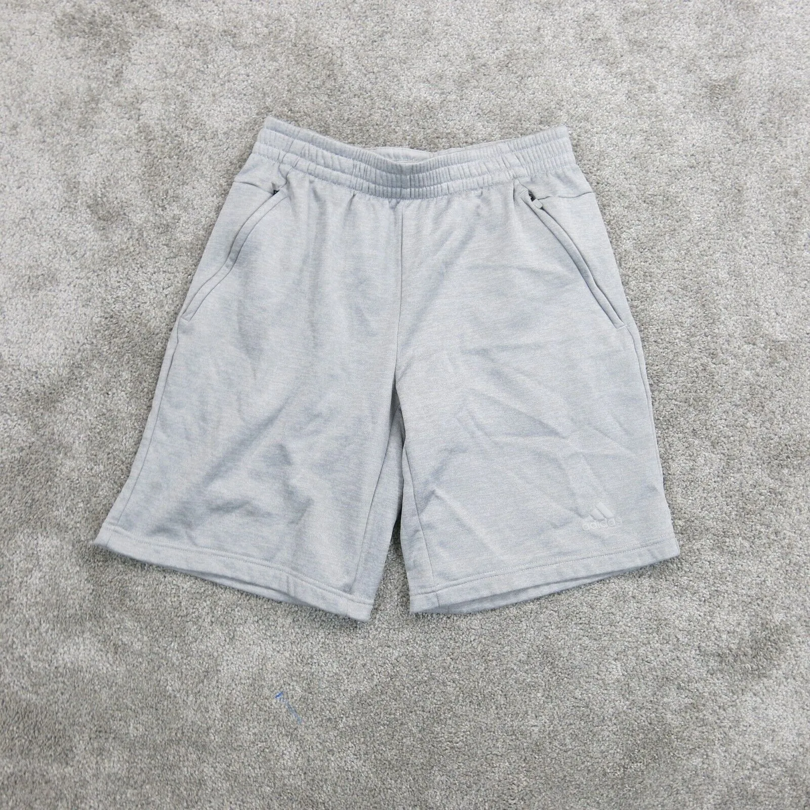 Adidas Mens Shorts Elastic Athletics Running Workout Gym Light Gray Size Small