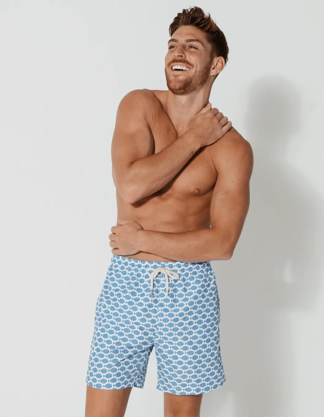 Baby Blue Fish Mens Swim Shorts