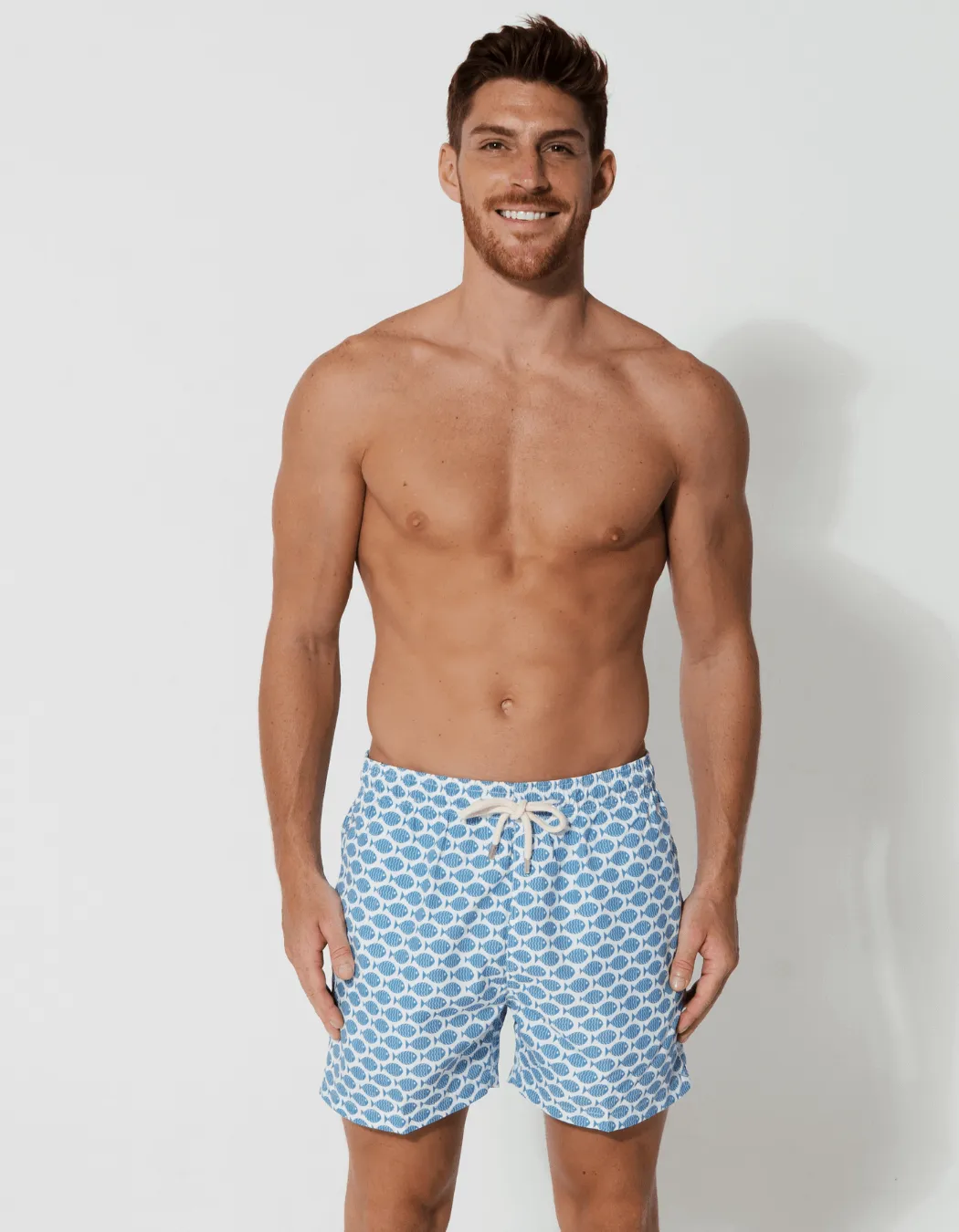 Baby Blue Fish Mens Swim Shorts