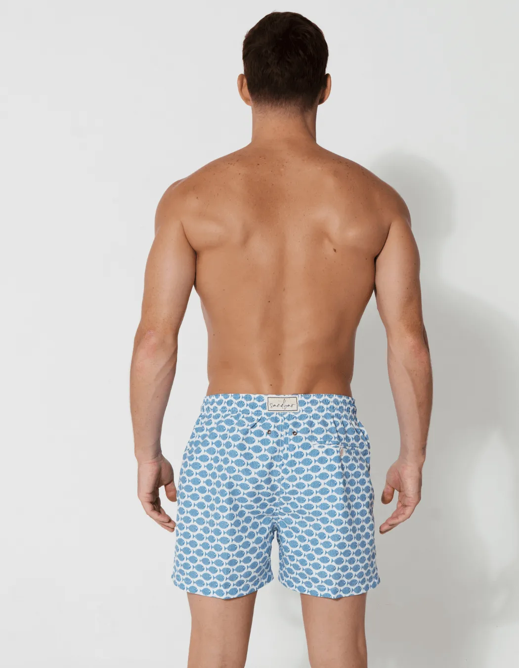 Baby Blue Fish Mens Swim Shorts