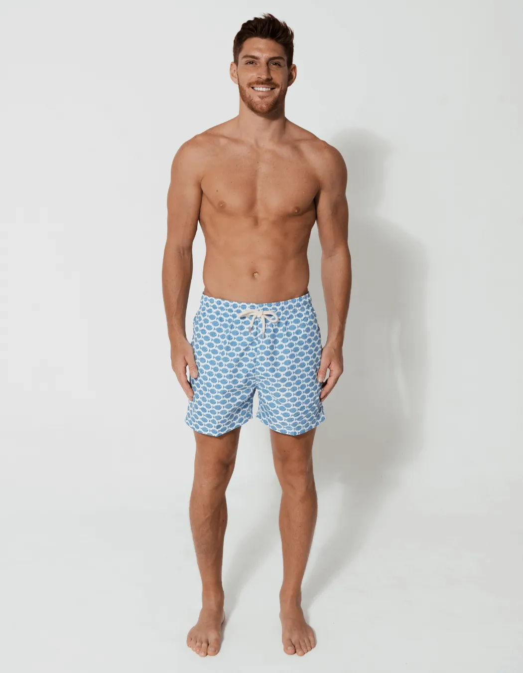 Baby Blue Fish Mens Swim Shorts