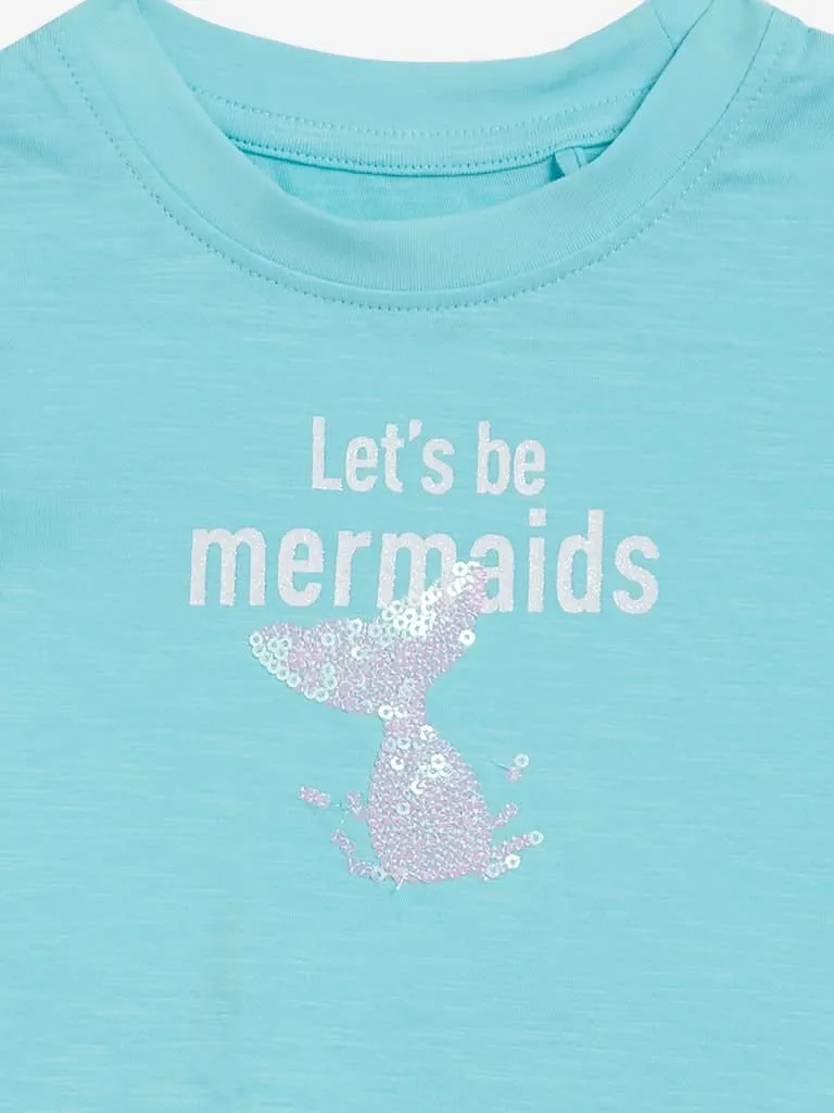 Baby HOP Aqua Typographic Print Knotty T-Shirt