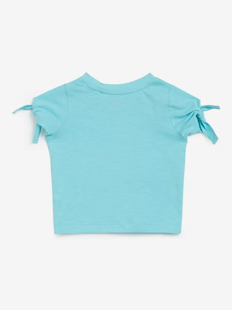 Baby HOP Aqua Typographic Print Knotty T-Shirt