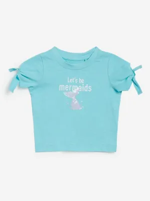Baby HOP Aqua Typographic Print Knotty T-Shirt