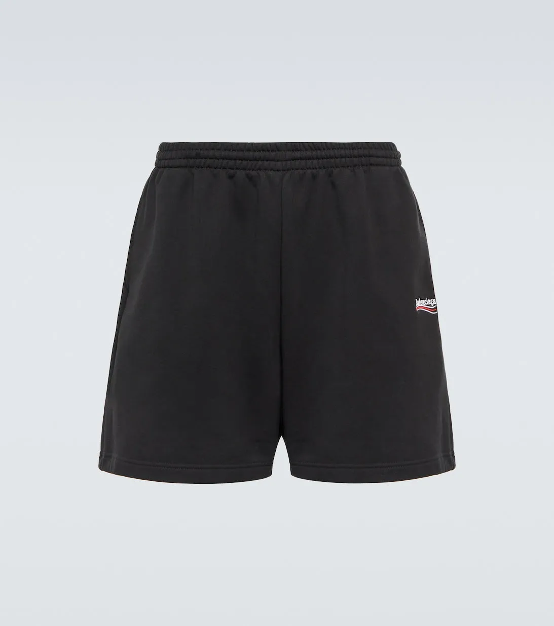 Balenciaga Printed Cotton Jersey Shorts, Black