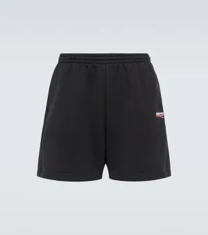 Balenciaga Printed Cotton Jersey Shorts, Black