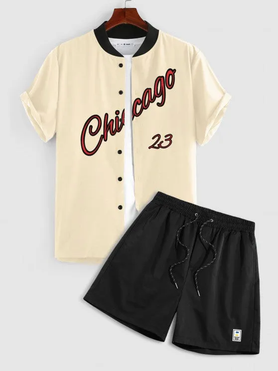Baseball Short Sleeve Shirt And Shorts Set