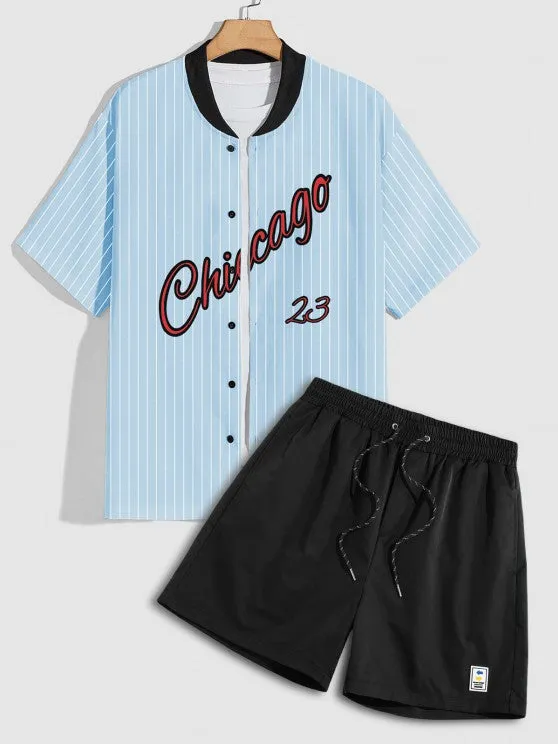 Baseball Short Sleeve Shirt And Shorts Set