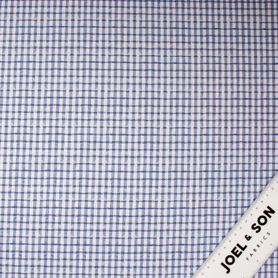 Blue & White Star Jacquard Cotton Shirting