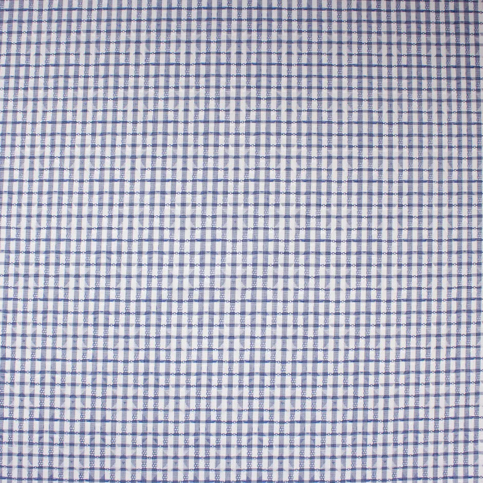 Blue & White Star Jacquard Cotton Shirting