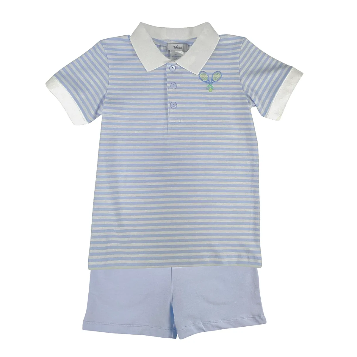 Blue Stripe Tennis Shorts Set