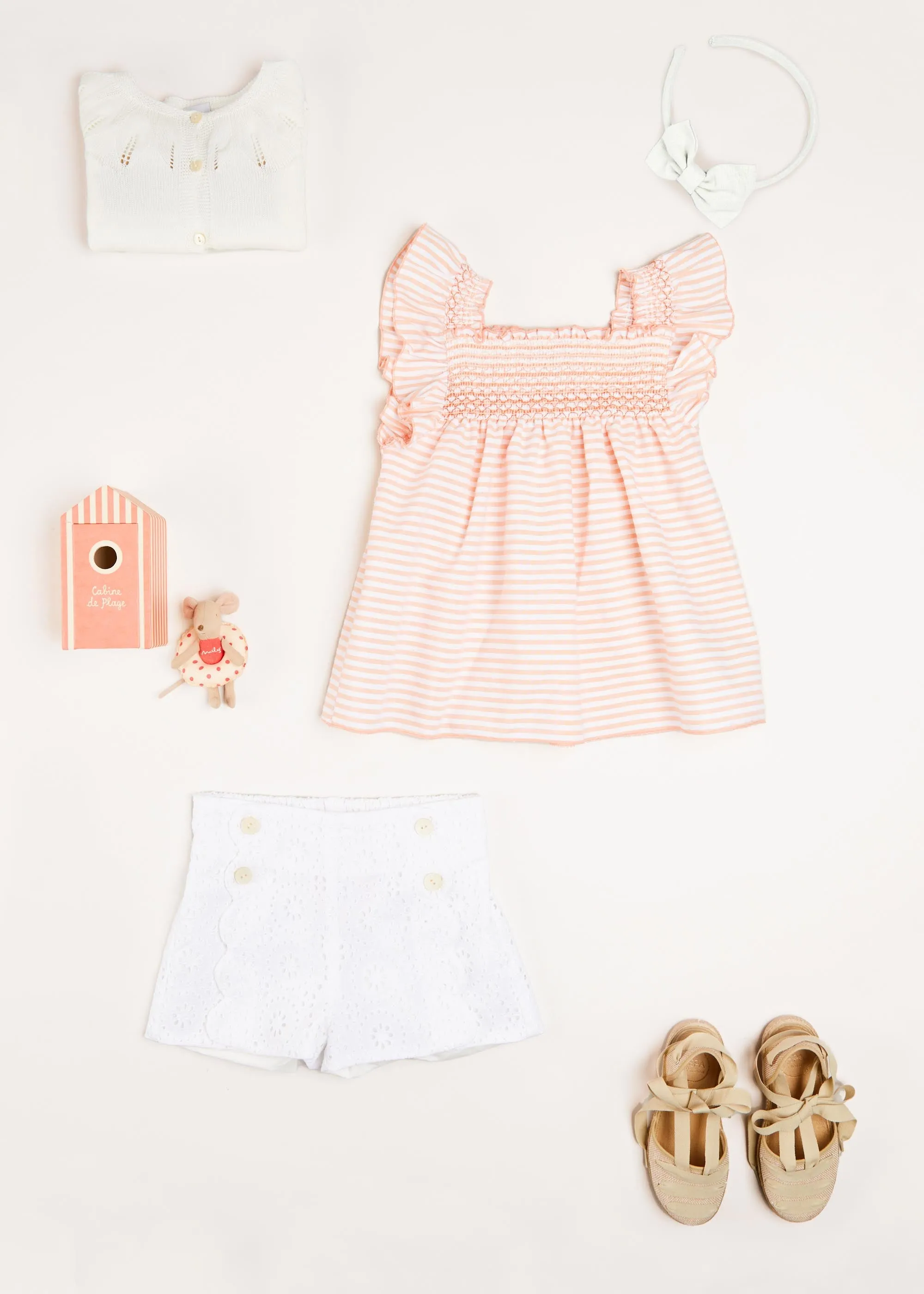 Broderie Anglais Button Detail Shorts in White (4-10yrs)