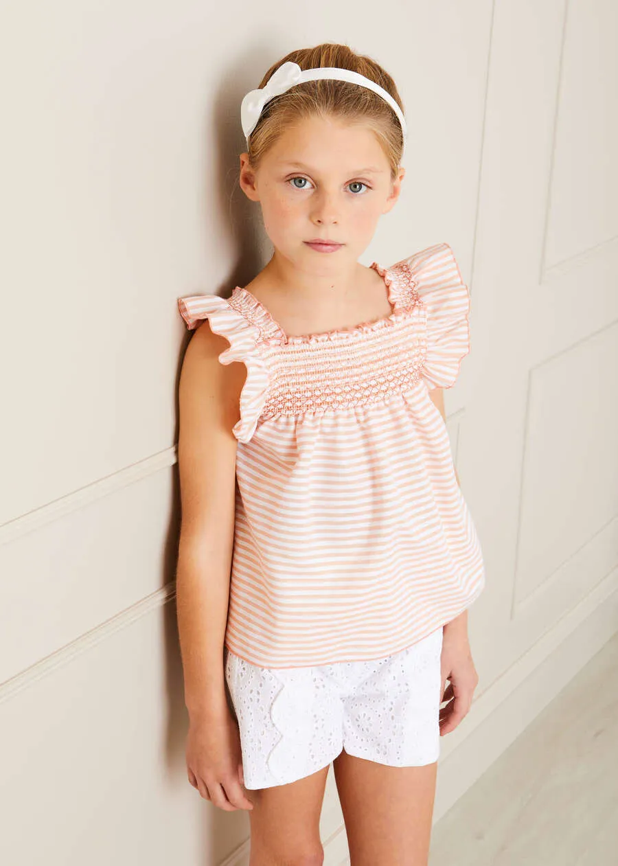 Broderie Anglais Button Detail Shorts in White (4-10yrs)