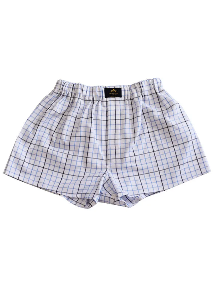 Chequered Cotton Boxers – Blue & Black