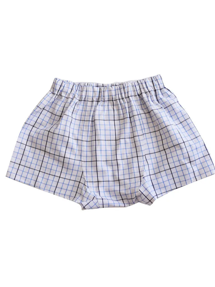 Chequered Cotton Boxers – Blue & Black