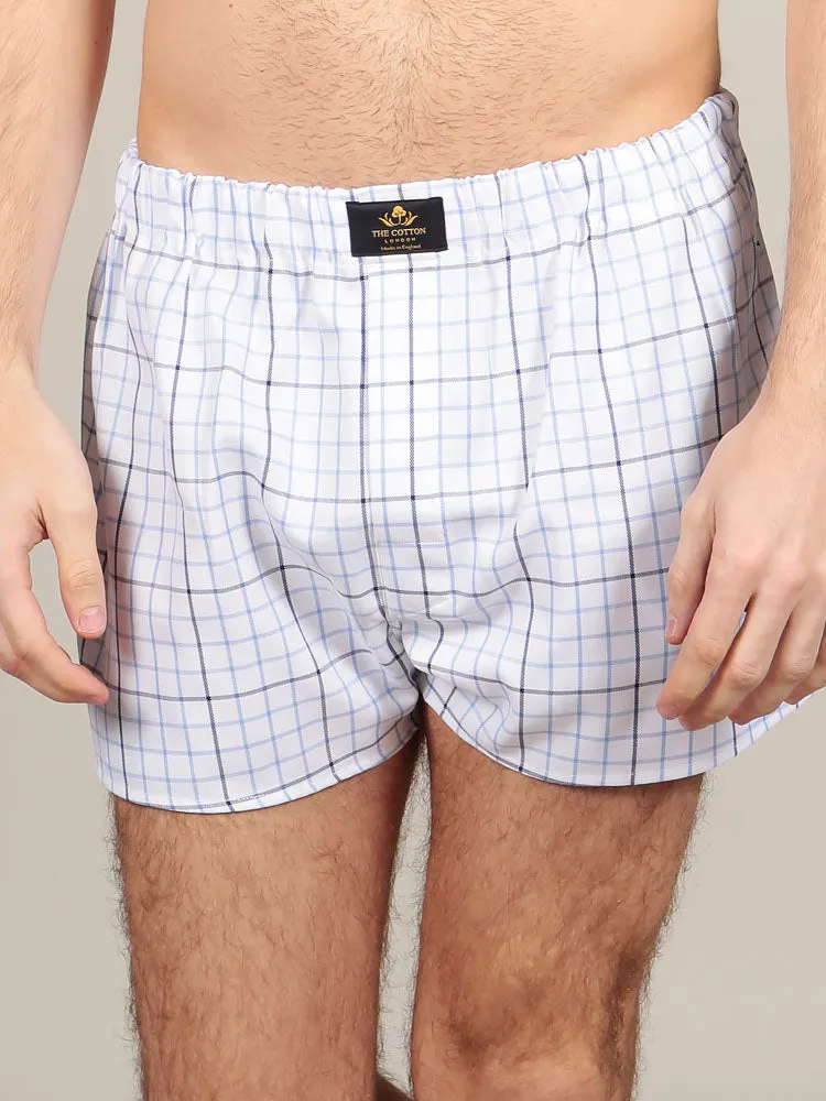Chequered Cotton Boxers – Blue & Black