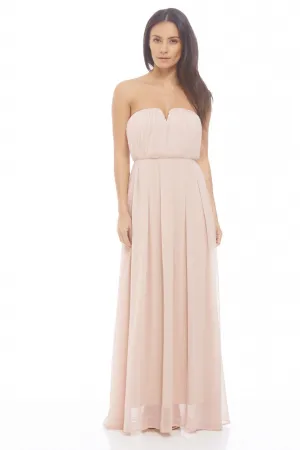 Chiffon Pleat Front Plain Maxi Dress