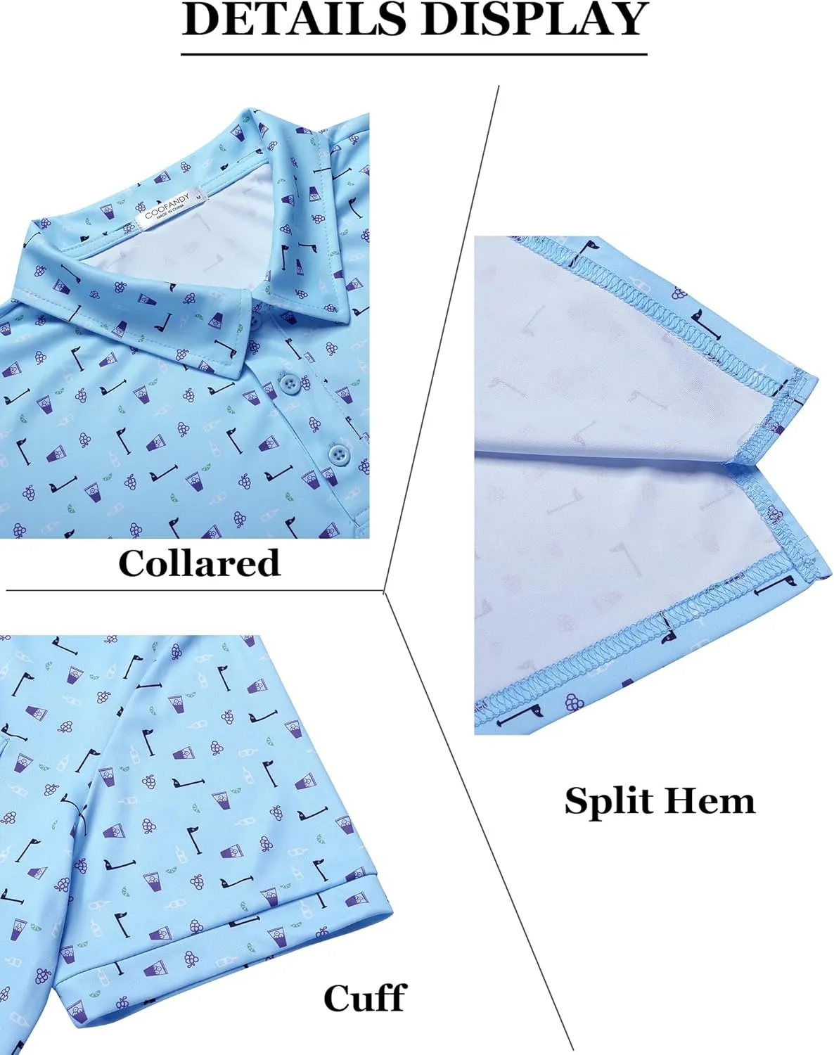 COOFANDY Men's Polo Shirts Short Sleeve Print Performance Golf Shirts Fashion Casual Beach Collared T-Shirts