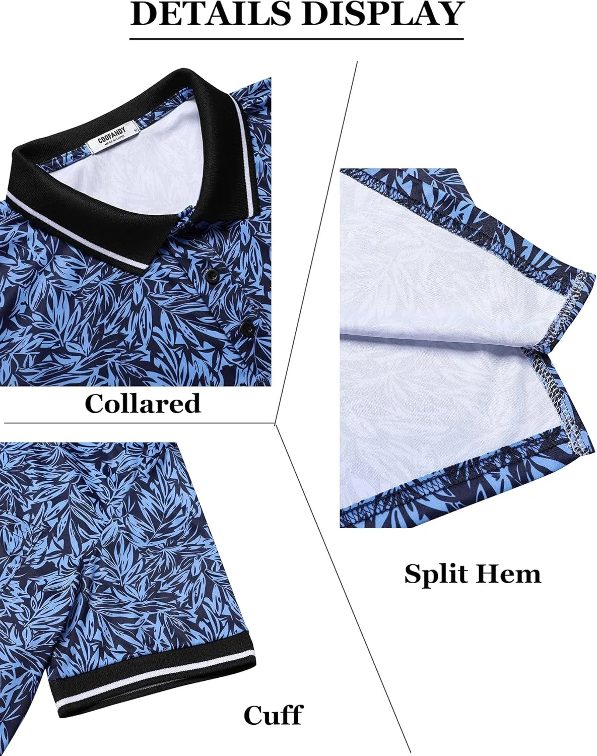 COOFANDY Men's Polo Shirts Short Sleeve Print Performance Golf Shirts Fashion Casual Beach Collared T-Shirts