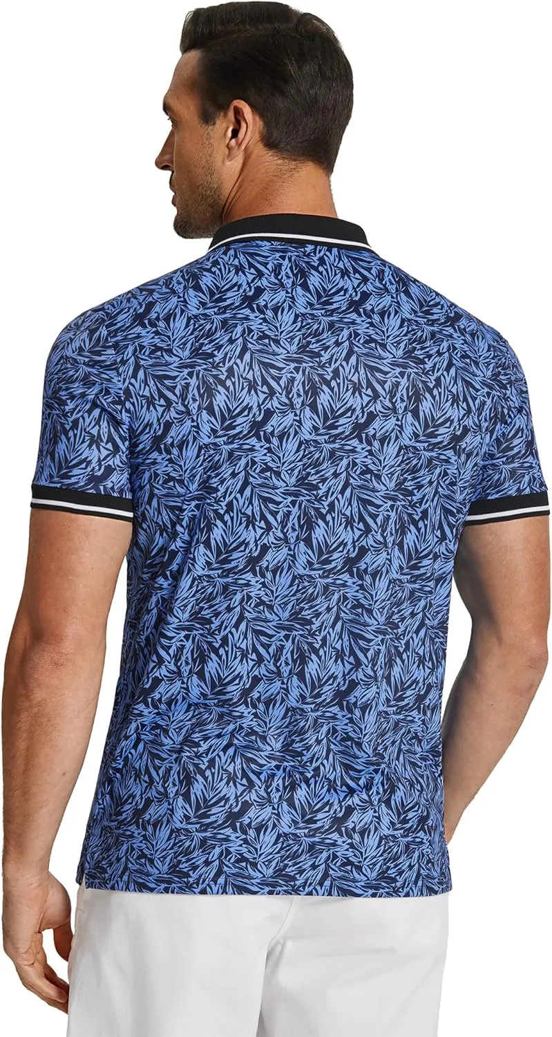 COOFANDY Men's Polo Shirts Short Sleeve Print Performance Golf Shirts Fashion Casual Beach Collared T-Shirts