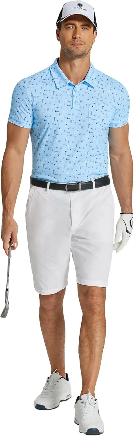 COOFANDY Men's Polo Shirts Short Sleeve Print Performance Golf Shirts Fashion Casual Beach Collared T-Shirts