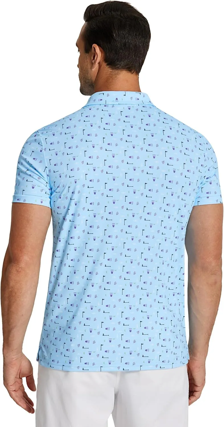 COOFANDY Men's Polo Shirts Short Sleeve Print Performance Golf Shirts Fashion Casual Beach Collared T-Shirts