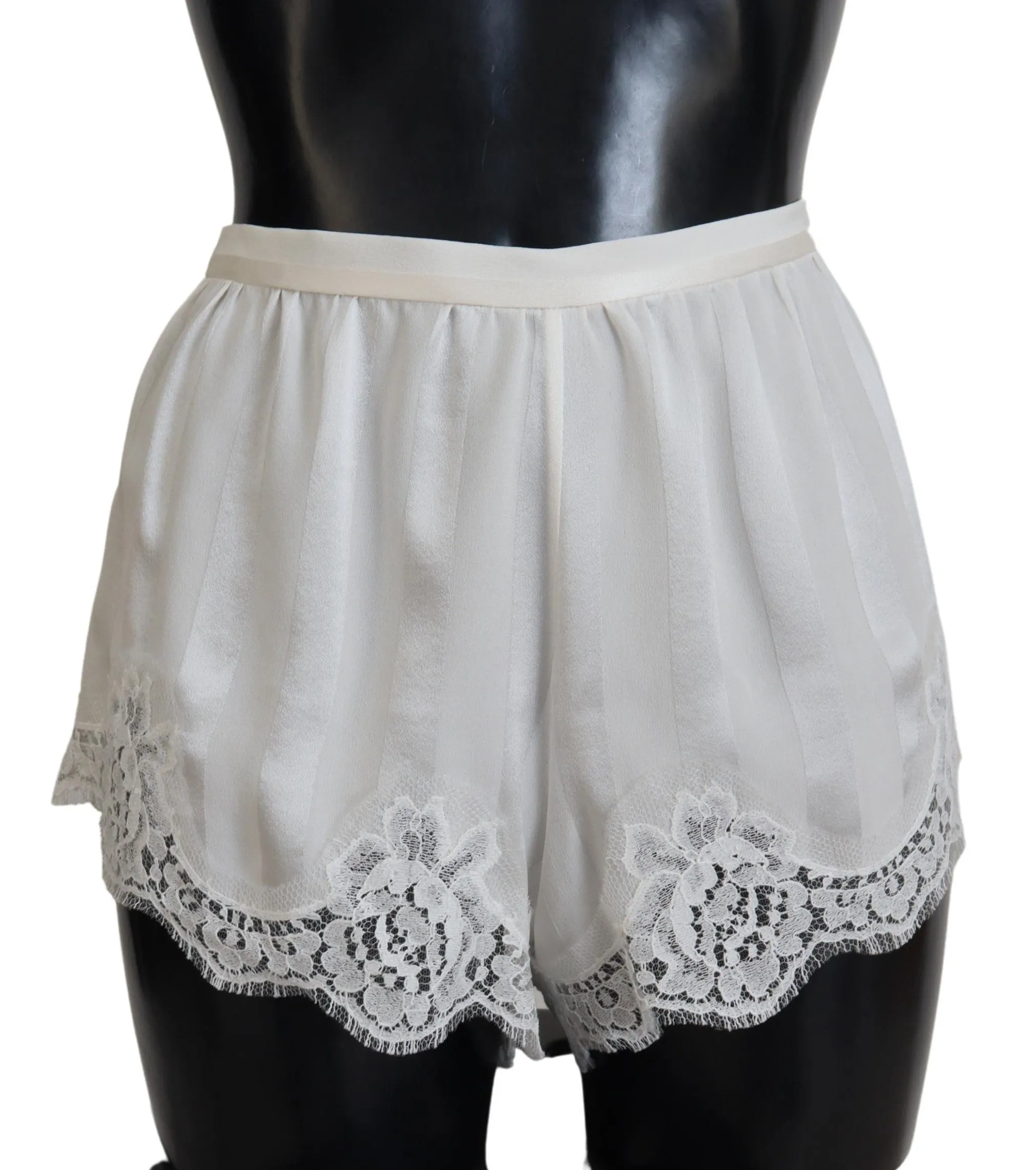 Dolce & Gabbana Elegant White Lace Lingerie Shorts