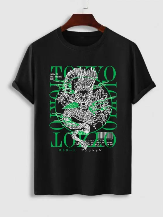 Dragon Graphic T Shirt And Bermuda Shorts Set