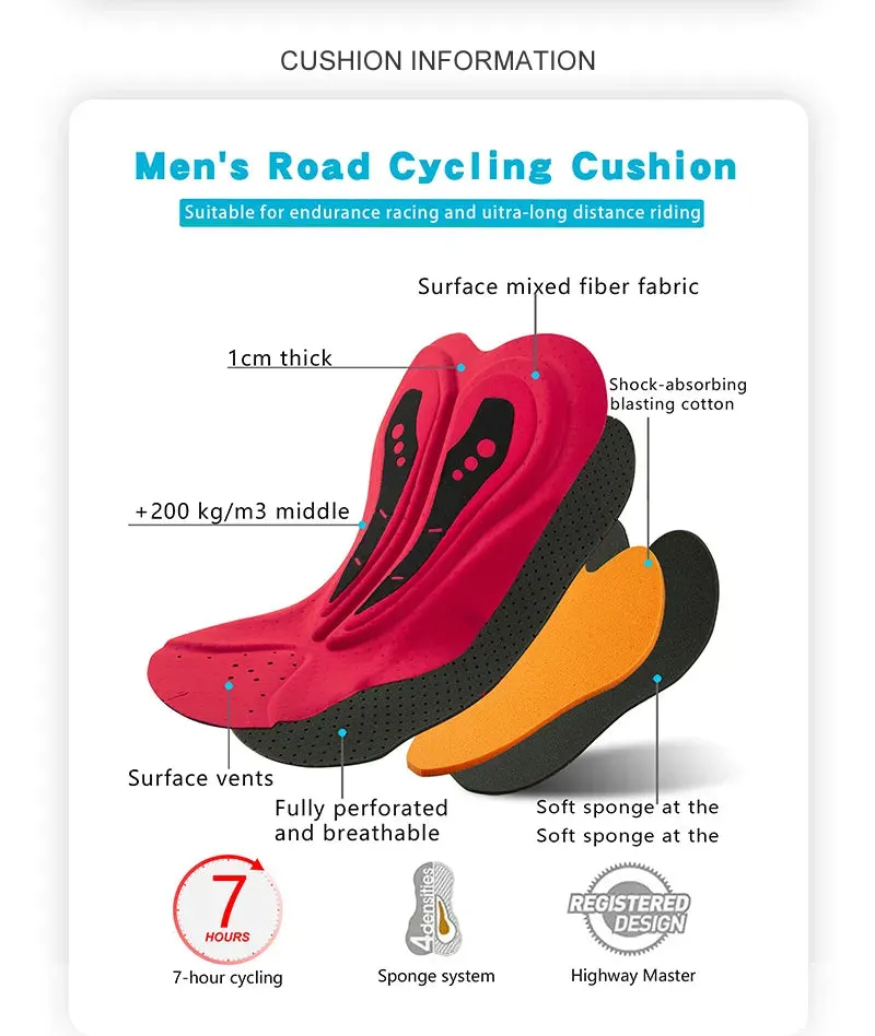 Fualrny Cycling Bibs Shorts Mountain Bike Breathable Men's Padded Bike Tights Triathlon Man Pro Licra Bicycle Shorts MTB Clothes