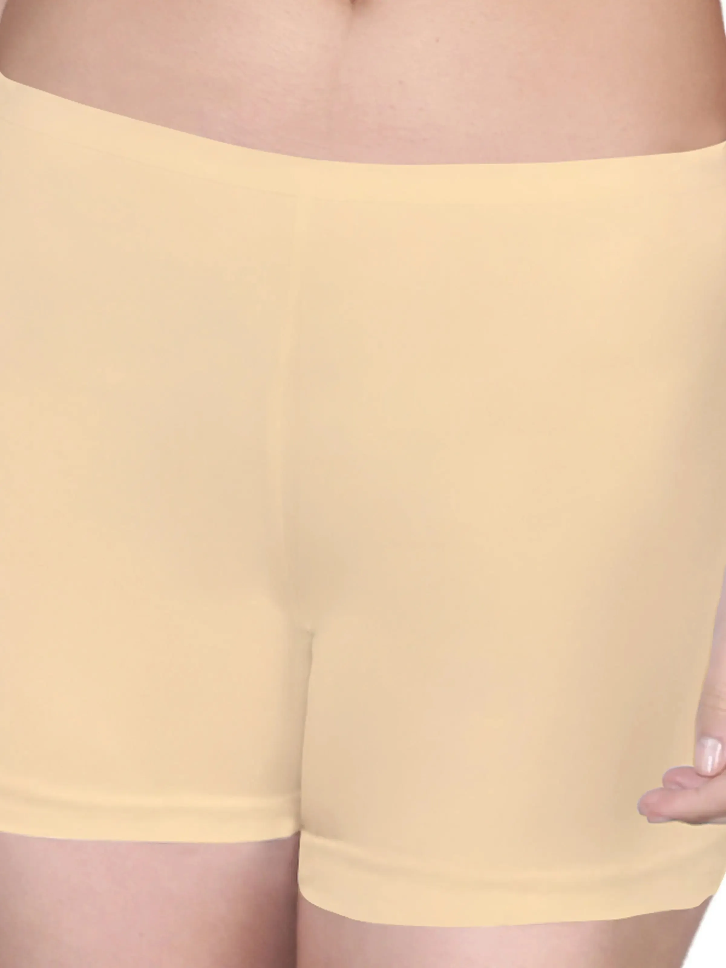 Full Coverage High Waist Long Panties with Gusseted Crotch and No Side Seams in Skin and Grey Pack of 2