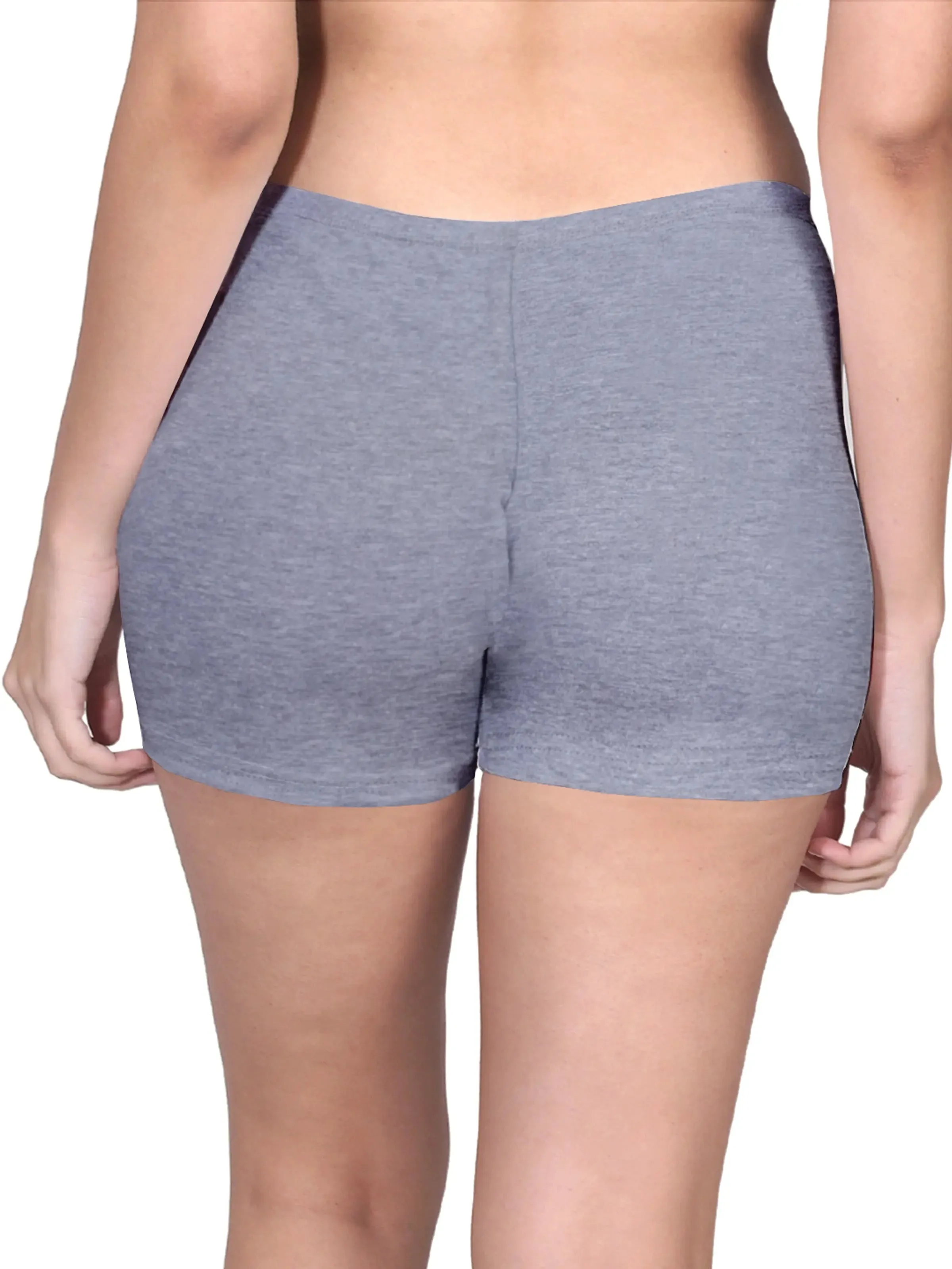 Full Coverage High Waist Long Panties with Gusseted Crotch and No Side Seams in Skin and Grey Pack of 2