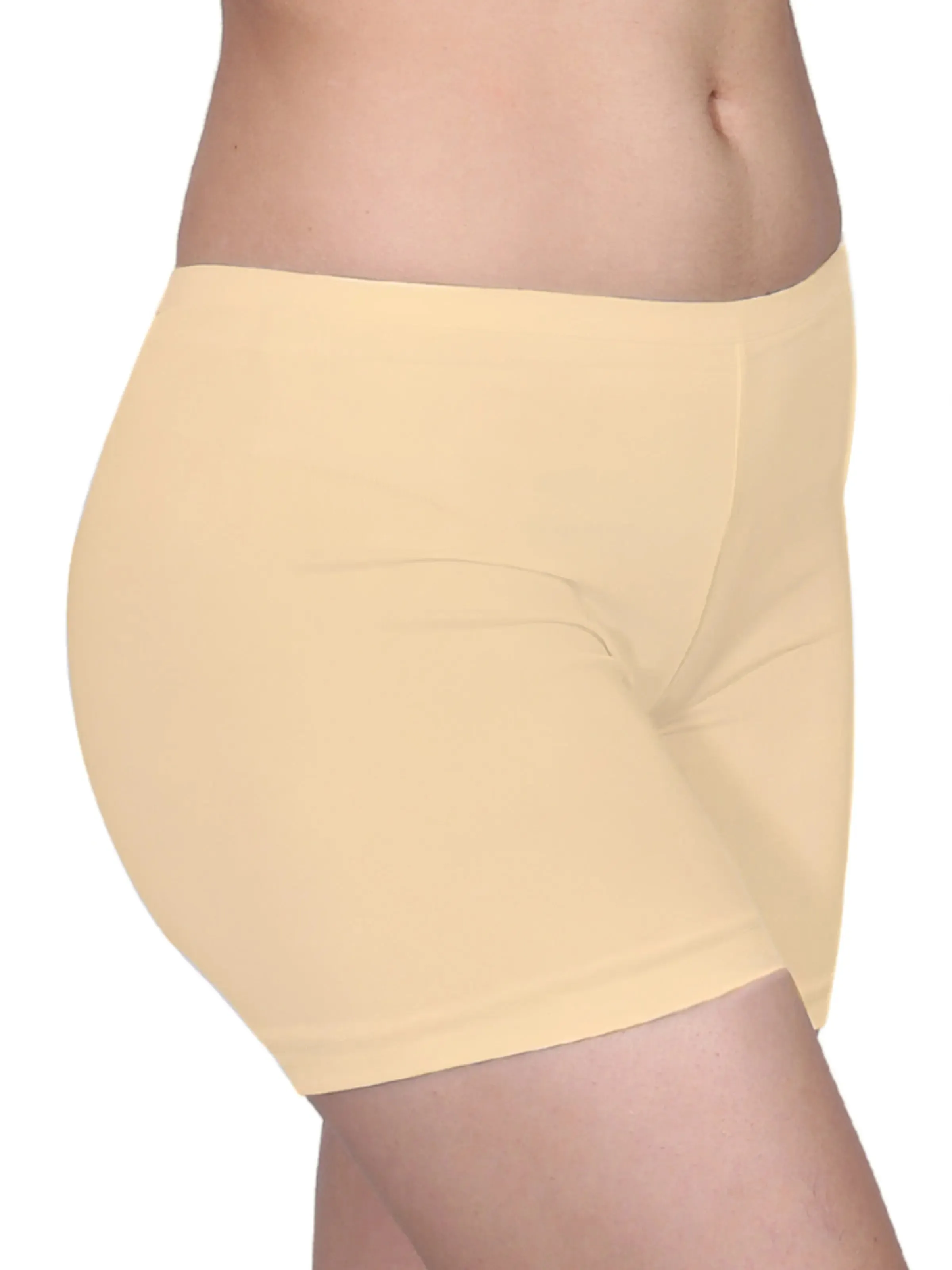 Full Coverage High Waist Long Panties with Gusseted Crotch and No Side Seams in Skin and Grey Pack of 2
