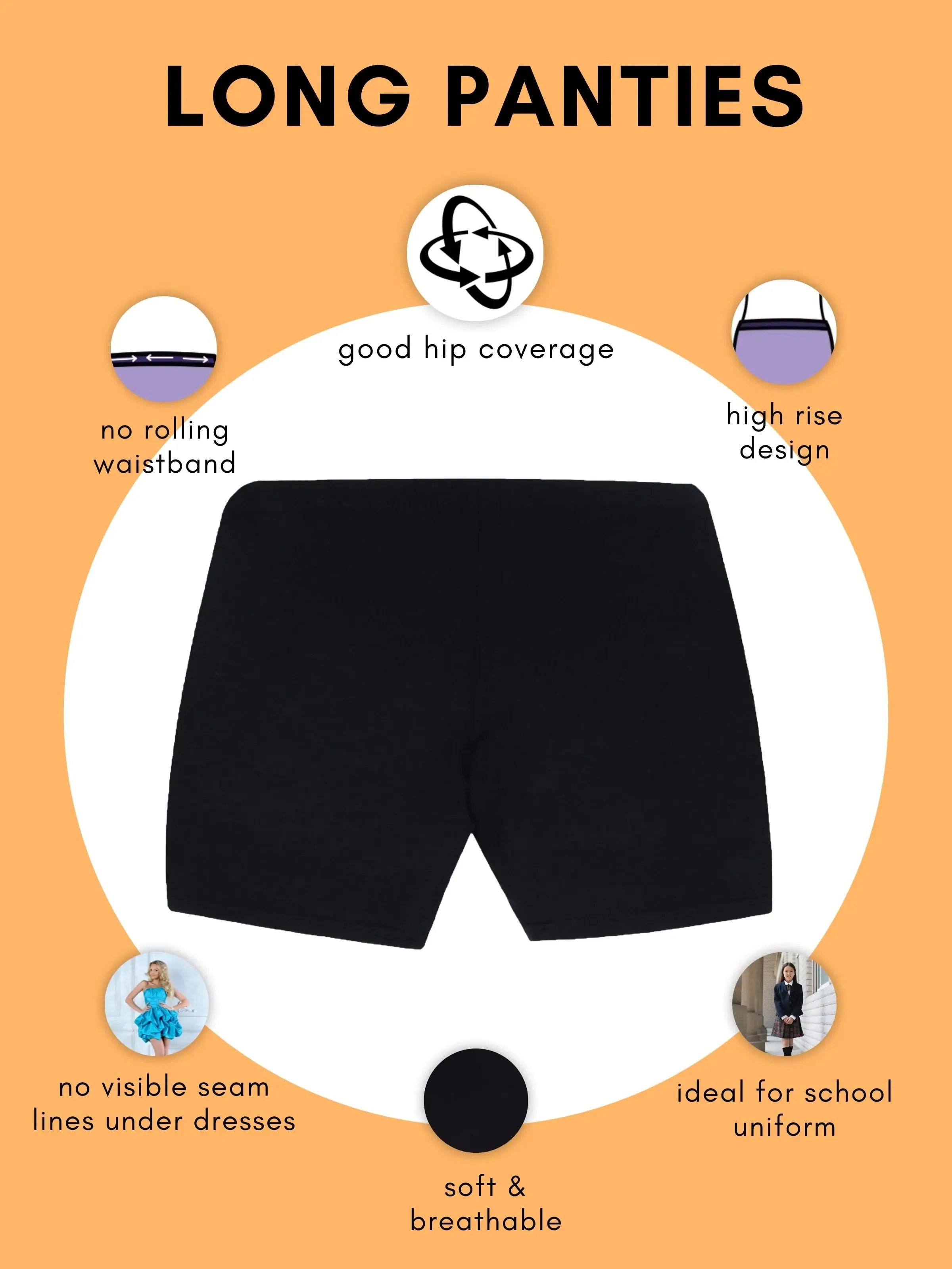 Full Coverage High Waist Long Panties with Gusseted Crotch and No Side Seams in Skin and Grey Pack of 2