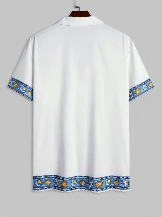 Galaxy Print Shirt And Drawstring Shorts Set