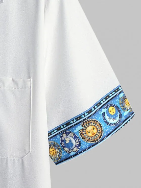 Galaxy Print Shirt And Drawstring Shorts Set
