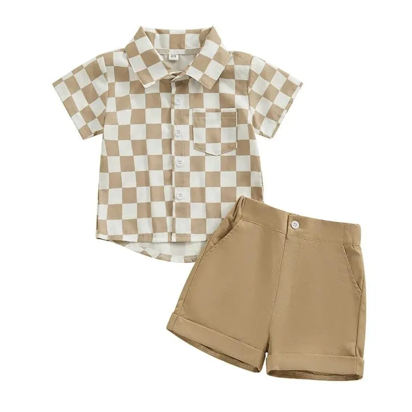 Gentleman Checkered Shirt Toddler Set