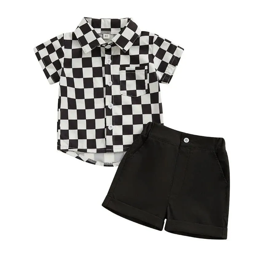 Gentleman Checkered Shirt Toddler Set