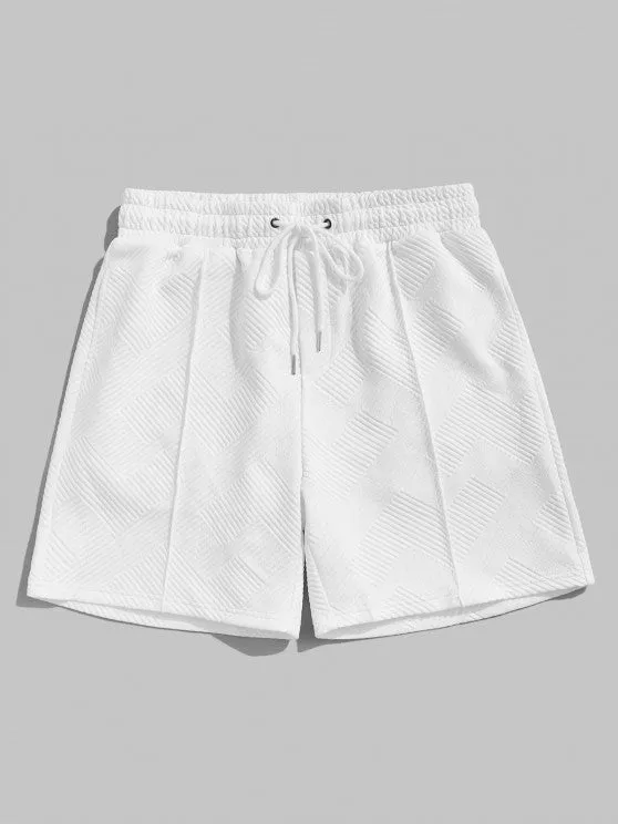 Geometric Polo T Shirt And Shorts Sports Set