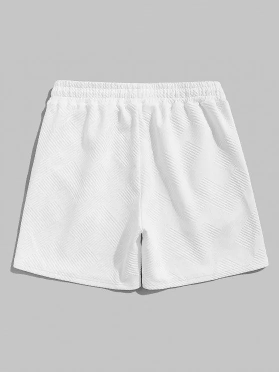 Geometric Polo T Shirt And Shorts Sports Set