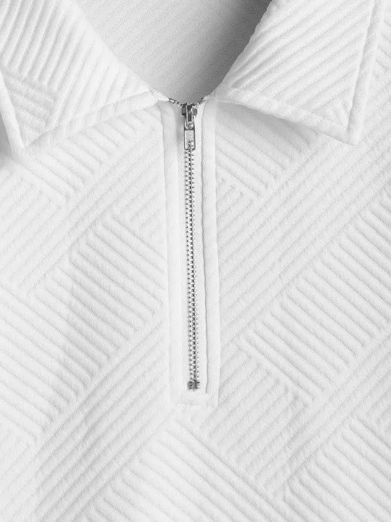 Geometric Polo T Shirt And Shorts Sports Set
