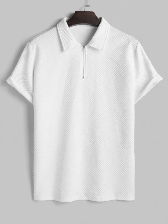 Geometric Polo T Shirt And Shorts Sports Set