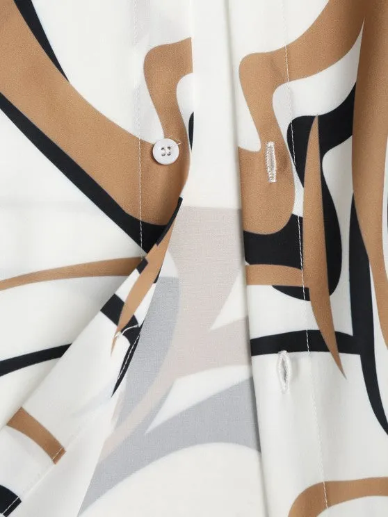 Geometric Print Shirt And Basic Shorts Set