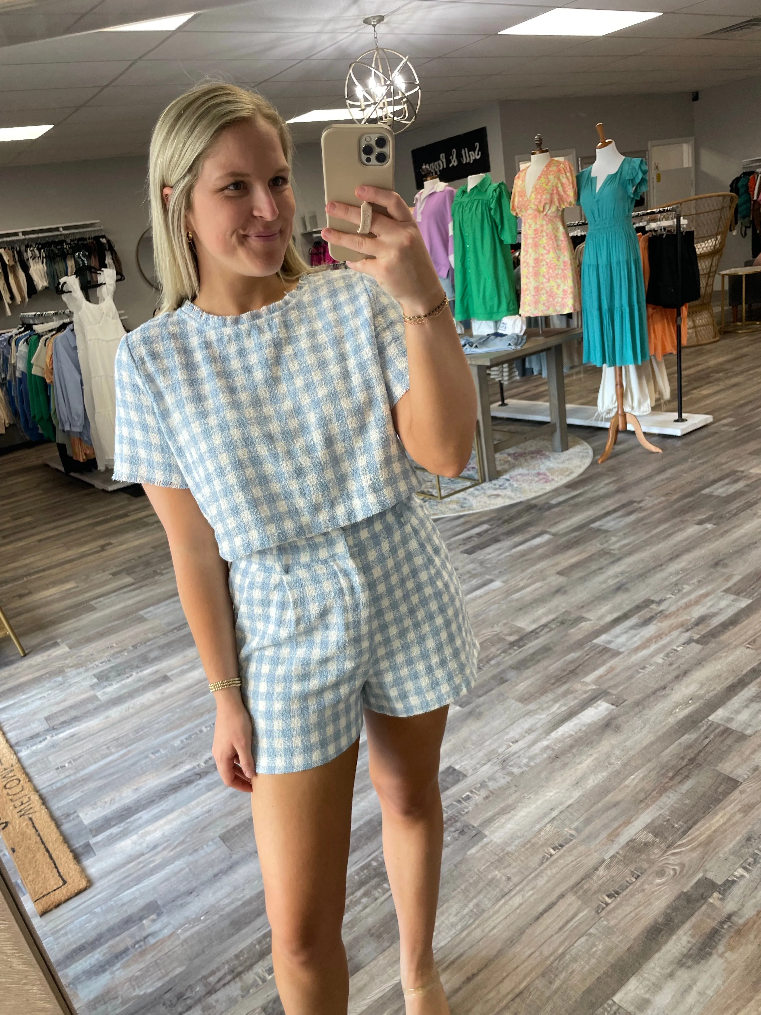 Gingham Shorts - Blue/White