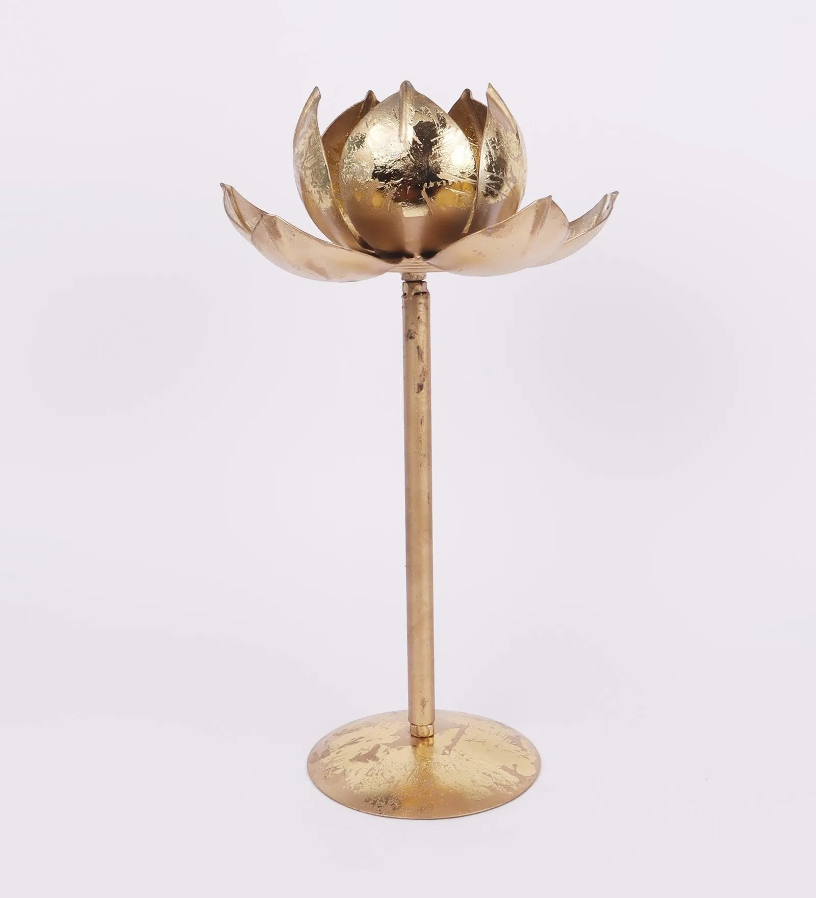Golden Metallic Lotus Flower Tealight Holder Set Of 3 For Home Decor