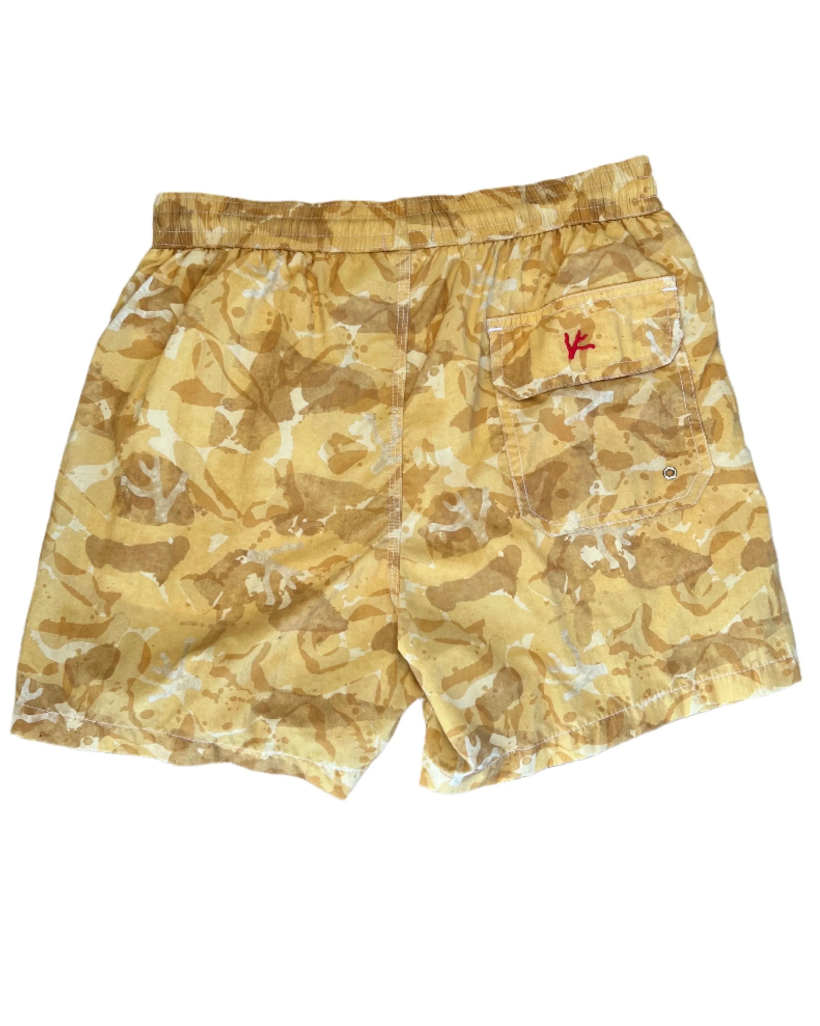 Isaia New Mens Yellow Camouflage Swim Trunks