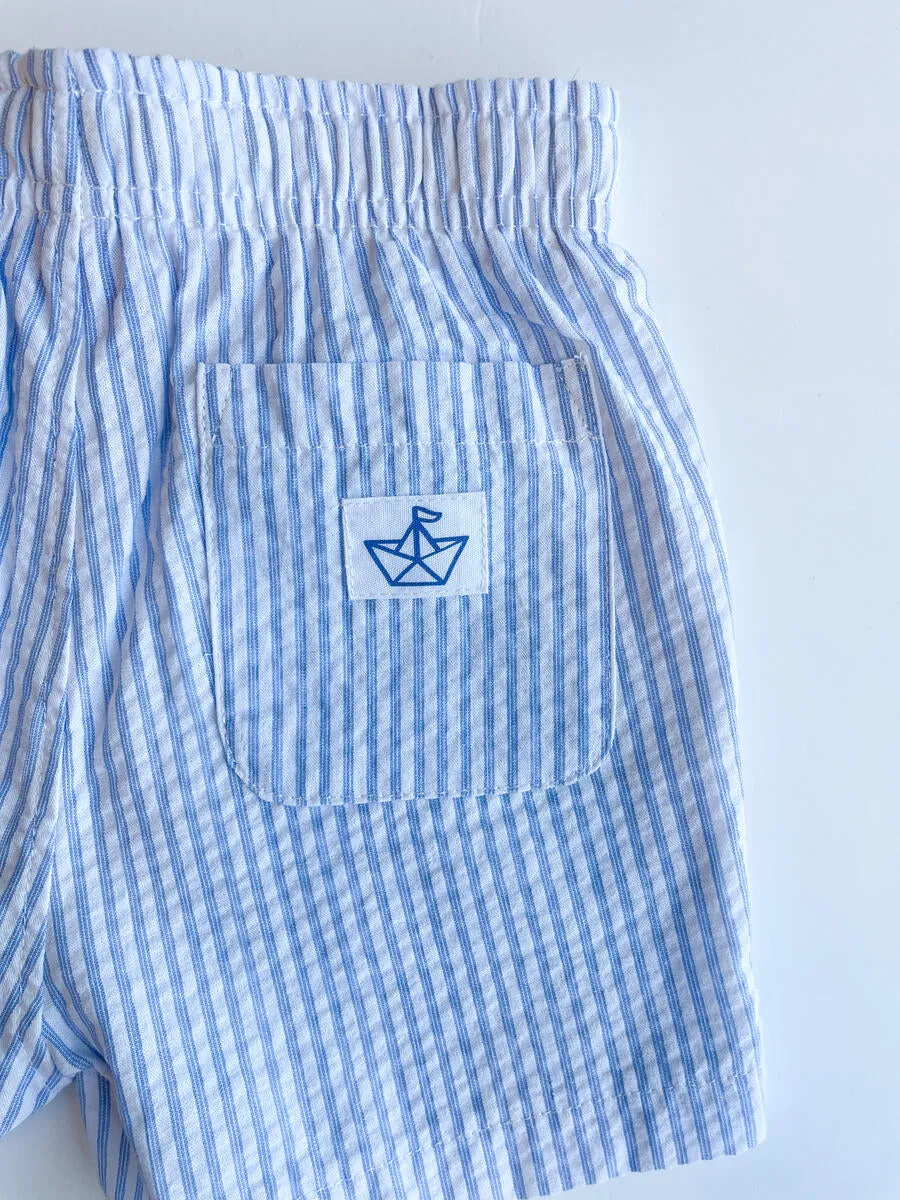 James Shorts - Light Blue/White Stripe Seersucker