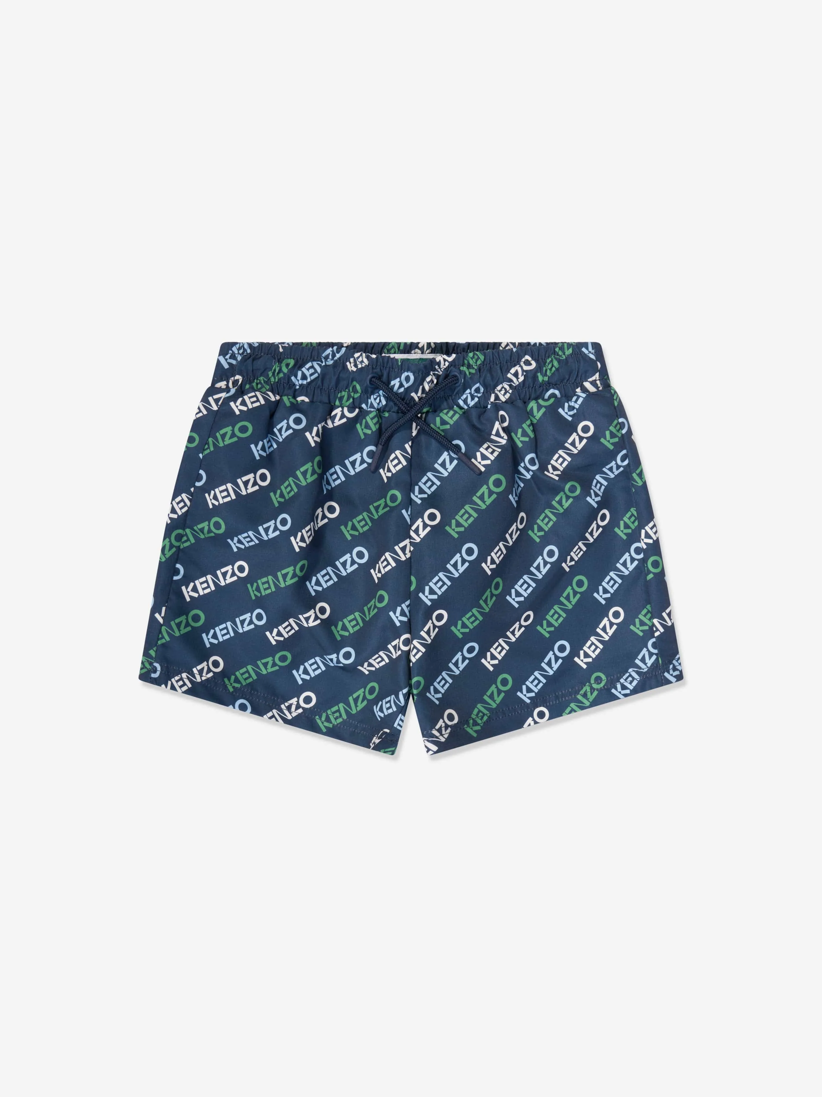 KENZO Boys Logo Print Swim Shorts in Navy