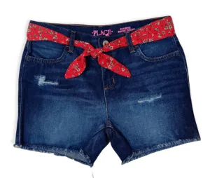 [Kids] Girls Short - Place - Dark Blue Jeans (Red ribbon)