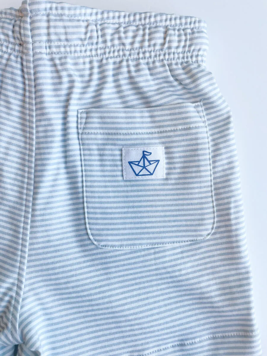 Knit Shorts - Light Blue/White Stripe