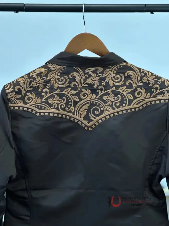LAMASINI BROWN TAN EMBROIDERED BLAZER 2848